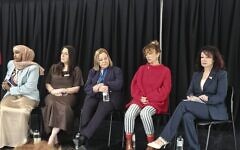 Rawan Osman in conversation with NCJWA national president Lynda Ben-Menashe. Photo: supplied
