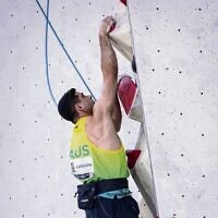 Matt Caruana representing Australia at a para climbing world cup event in Austria in June.