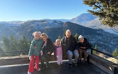 High above Queenstown at Bob’s Peak are Gaby and Danny Gocs with grandchildren (from left) Ava, Millie and Oscar.