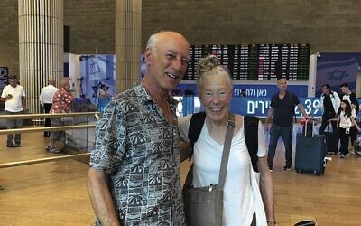 Right: Second cousins Adriana Turk and Raanan Gidron met for the first time in Ben Gurion Airport on August 15. 
Above: Adriana Turk's family connection to Raanan Gidron.   Photos: MyHeritage