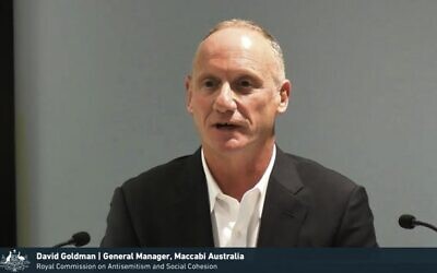 Maccabi Australia general manager David Goldman gives evidence.
