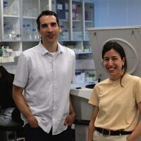 Dr Ariel Afek and doctoral student Noga Levy at the Weizmann Institute. Photo: Courtesy