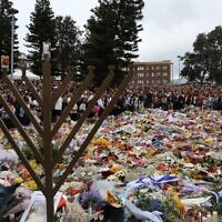 The makeshift memorial to the Bondi Beach terror attack. Photo: Nadine Saacks