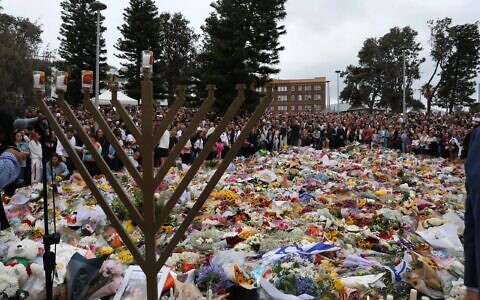 The makeshift memorial to the Bondi Beach terror attack. Photo: Nadine Saacks