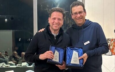 Overall strokeplay and Next Gen winner Darren Blair (left) with MVGC president Joe Dorfman.