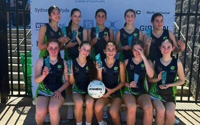 The Maccabi Matildas, the U14 division 3 Randwick Netball Association 2026 champions.