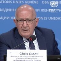 Chris Sidoti, one of three commissioners on the UN Human Rights Council's Independent International Commission of Inquiry on the Occupied Palestinian Territory and Israel. Photo: X