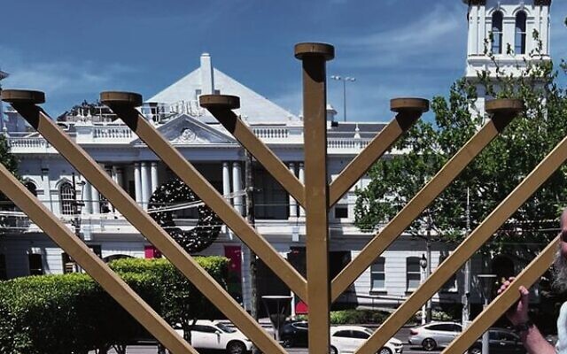 The menorah opposite Stonnington Town Hall. Photo: Bruce Hill