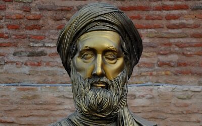Bust of Ibn Khaldun in the entrance of the Kasbah of Bejaia, Algeria