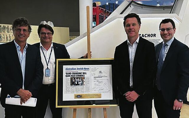 Kevin Sumption (2nd from left) with Greg Shand, NSW Premier Chris Minns and former NSW Jewish Board of Deputies CEO Darren Bark.