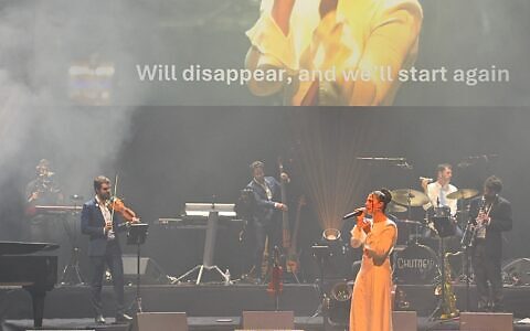 Daniella Gilboa performing at Shir's Unbreakable concert in Sydney.