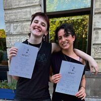 Recipient of the Doris and David Burstin Scholarship in 2026, Layla Carmeli-Wolski (right), with Mia Borowitz.  Photo: Supplied