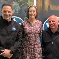 L to R: CSG Victoria CEO Justin Kagan, Labor candidate for Caulfield Mikaela Stafrace and JCCV President Philip Zajac. Photo: Bruce Hill.