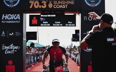 Michael Besser completes the 2026 Sunshine Coast Ironman 70.3. Photo: Ironman