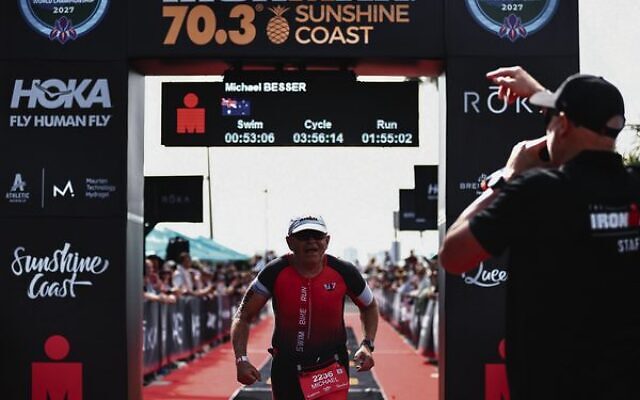 Michael Besser completes the 2026 Sunshine Coast Ironman 70.3. Photo: Ironman