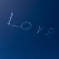 The skywriting above Bondi last Friday. 
Photo: Instagram