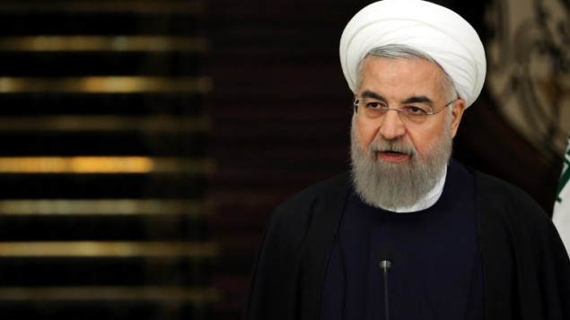 الرئيس الإيراني حسن روحاني خلال حديثه في مؤتمر صحفي في العاصمة الإيرانية طهران، 27 فبراير، 2016. (AFP/ATTA KENARE)