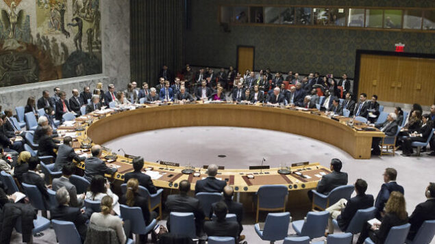 توضيحية: مجلس الأمن الدولي يصوت على مشروع القرار 2334، في 23 ديسمبر، 2016.(UN Photo/Manuel Elias)