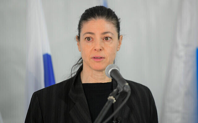 وزيرة المواصلات ميراف ميخائيلي في تل أبيب، 22 فبراير 2022 (Avshalom sassoni / Flash90)