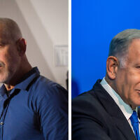 صورة مركبة تظهر رئيس الشاباك رونين بار (يسار) ورئيس الوزراء المكلف بنيامين نتنياهو (Avshalom Sassoni/Flash90; Yonatan Sindel/Flash90)