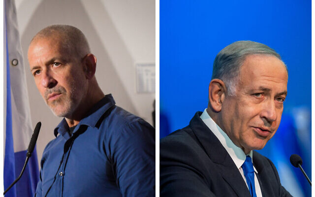 صورة مركبة تظهر رئيس الشاباك رونين بار (يسار) ورئيس الوزراء المكلف بنيامين نتنياهو (Avshalom Sassoni/Flash90; Yonatan Sindel/Flash90)