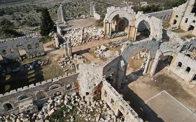 الأضرار في دير القديس سمعان في محافظة حلب السورية، بعد زلزال مدمر، 19 فبراير 2023 (Mohammed AL-RIFAI / AFP)