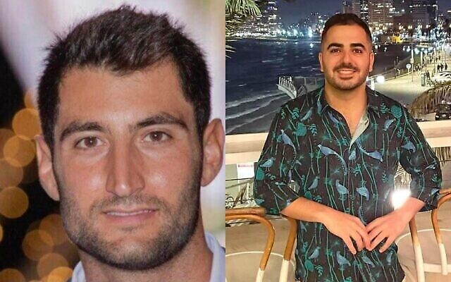 من اليسار إلى اليمين: أور آشر (32 عاما) وروتم مانسانو (34)، اللذان أصيبا بجروح خطيرة في هجوم إطلاق نار وقع في تل أبيب في 9 يوليو، 2023. (Courtesy)