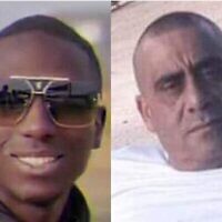 من اليسار إلى اليمين: بشار أبو زغيلة (18 عاما)، الذي قُتل بالرصاص في رهط في 24 سبتمبر 2023، وإدموند ديبي، في الخمسينيات من عمره، الذي قُتل بالرصاص في حيفا في 23 سبتمبر 2023. (Courtesy)