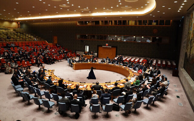 توضيحية: اجتماع لمجلس الأمن الدولي في مدينة نيويورك في 21 سبتمبر، 2023. (Bryan R. Smith/AFP)