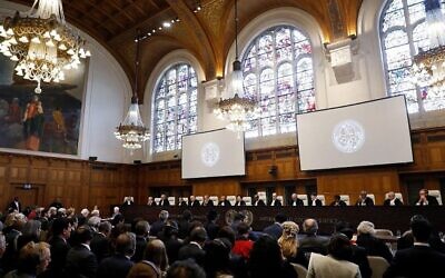 منظر عام لجلسة محكمة العدل الدولية في لاهاي، 1 أكتوبر، 2018. (Bas ZERWINSKI/ANP/AFP)