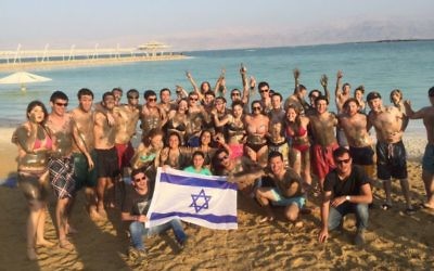 A birthright trip organized by Georgia Tech Hillel visits the Dead sea in December 2016.