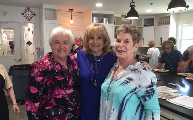 Birthday girl Jackie Granath is flanked by longtime friends Arlene Appelrouth (left) and Bobbi Perlstein.