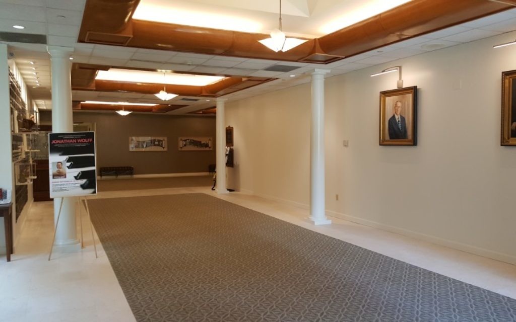 Inside the lobby of Congregation Or VeShalom