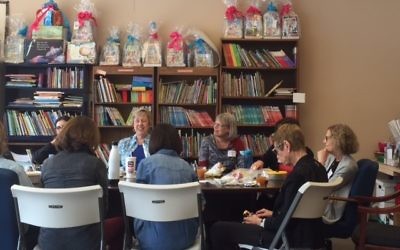 Sherry Frank (facing camera in blue) leads a discussion on current events with the National Council of Jewish Women on Oct. 27, 2016. (Photo by Logan C. Ritchie)