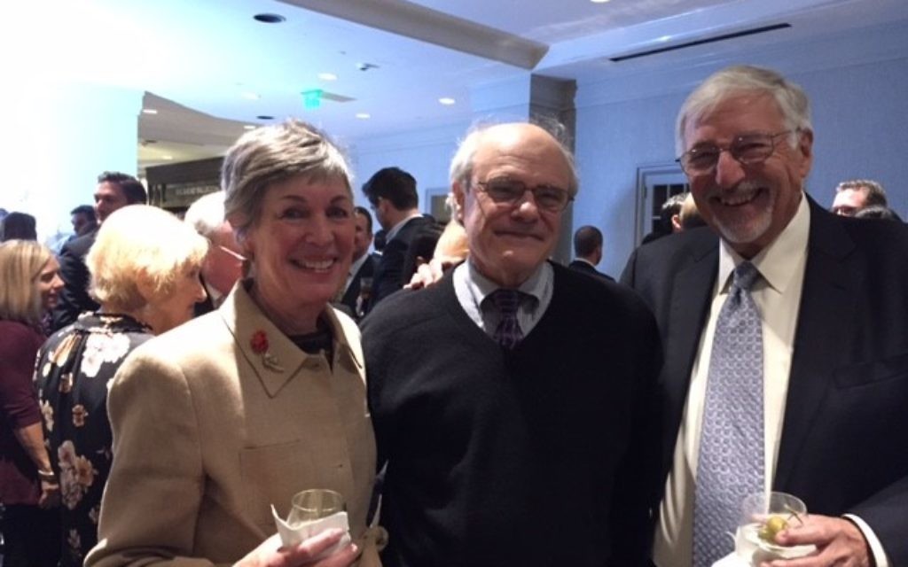 Elaine and Jerry Blumenthal flank Emory professor Ken Stein, who said about Danny Danon’s committee chairmanship, “Things are not all good at the U.N., but this suggests progress.”