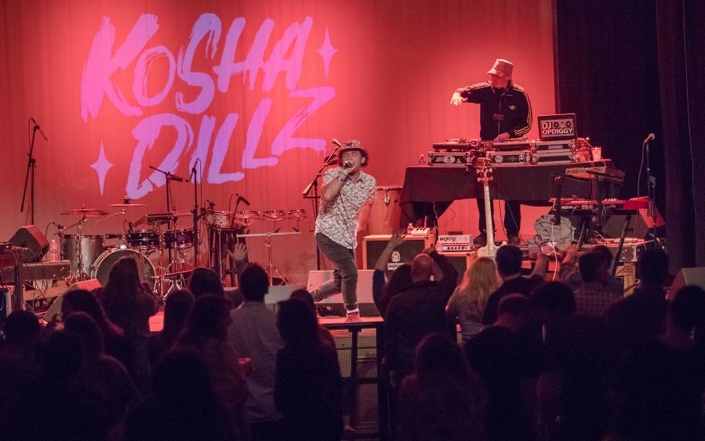 Jewish-American hip-hop artist Kosha Dillz gets the crowd into it at the Buckhead Theatre during AJMF8 in March 2017.