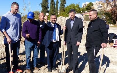 Josh Zeid (left), shown at the groundbreaking of a baseball complex in Beit Shemesh on Jan. 6, got the decision in Israel's win over South Korea on March 6 in the World Baseball Classic.