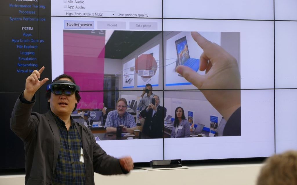 James Ashley gives a live demo of the Microsoft HoloLens at the first Conexx Lifestyle Connector meeting.
