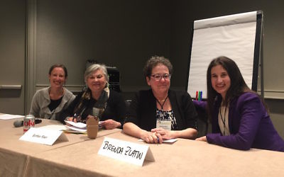Ana Robbins and Esther Foer provide the perspective of nonprofits receiving funding, and Brenda Zlatin and Lesley Matsa offer the views of grant-making organizations at a JFN session on strengthening the Jewish future through better funding processes