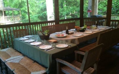 The table is set for the seder at the Sanders household.