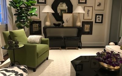 Lisa Palmer designs with a color a palette of green, cream and black