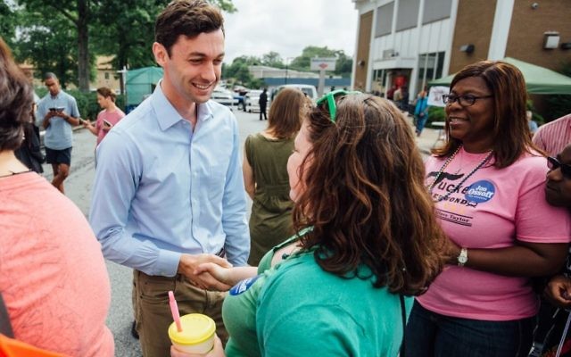 Jon Ossoff campaigns in Tucker on Saturday, May 13. (Photo by Daniel Schwartz of the Ossoff campaign)
