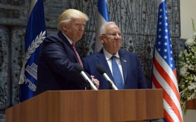 President Donald Trump visits Israeli President Reuven Rivlin at his official residence in Jerusalem. (Photo by Haim Zach, Israeli Government Press Office)