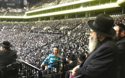 Haredi men and boys pack Barclays Center to protest Israeli army conscription policies.