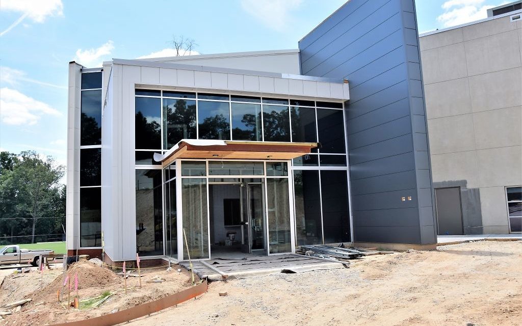 The new entrance to the AJA Upper School in Sandy Springs will be ready when school starts Aug. 14.