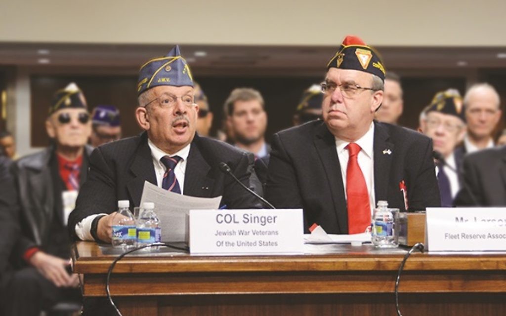 Col. Carl Singer, the national commander of the Jewish War Veterans of the U.S.A., testifies before Congress.