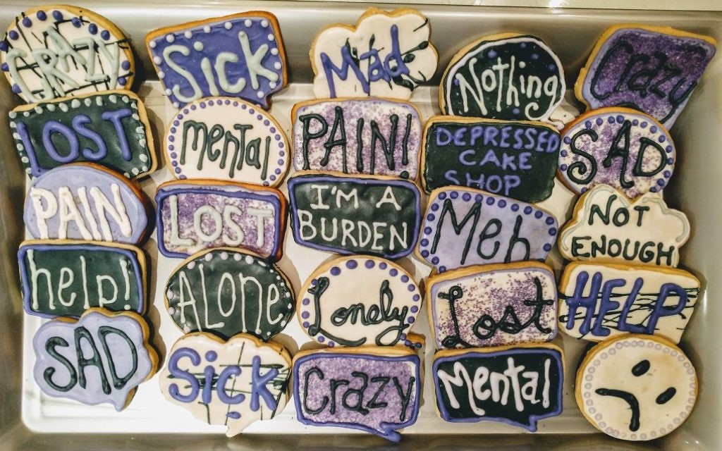 Sophie Knapp baked these cookies in partnership with the Depressed Cake Shop to help raise awareness about mental health.