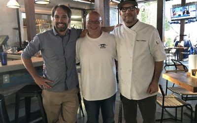 BlueTop owner Andy Lasky is flanked by general manager Casey Taylor (left) and executive chef Paul Sidener.