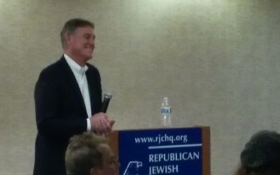 Sen. David Perdue takes a question at a meeting of the Republican Jewish Coalition, which in 2014 was the only group to give him a straw-poll victory before the Senate primary.
