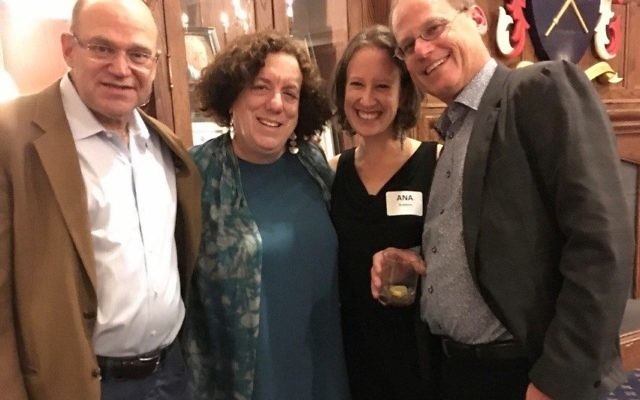 Shearith Israel President Rick Kaplan, Sharon Neulinger, and Ana and Eric Robbins are all smiles at the end of the evening.